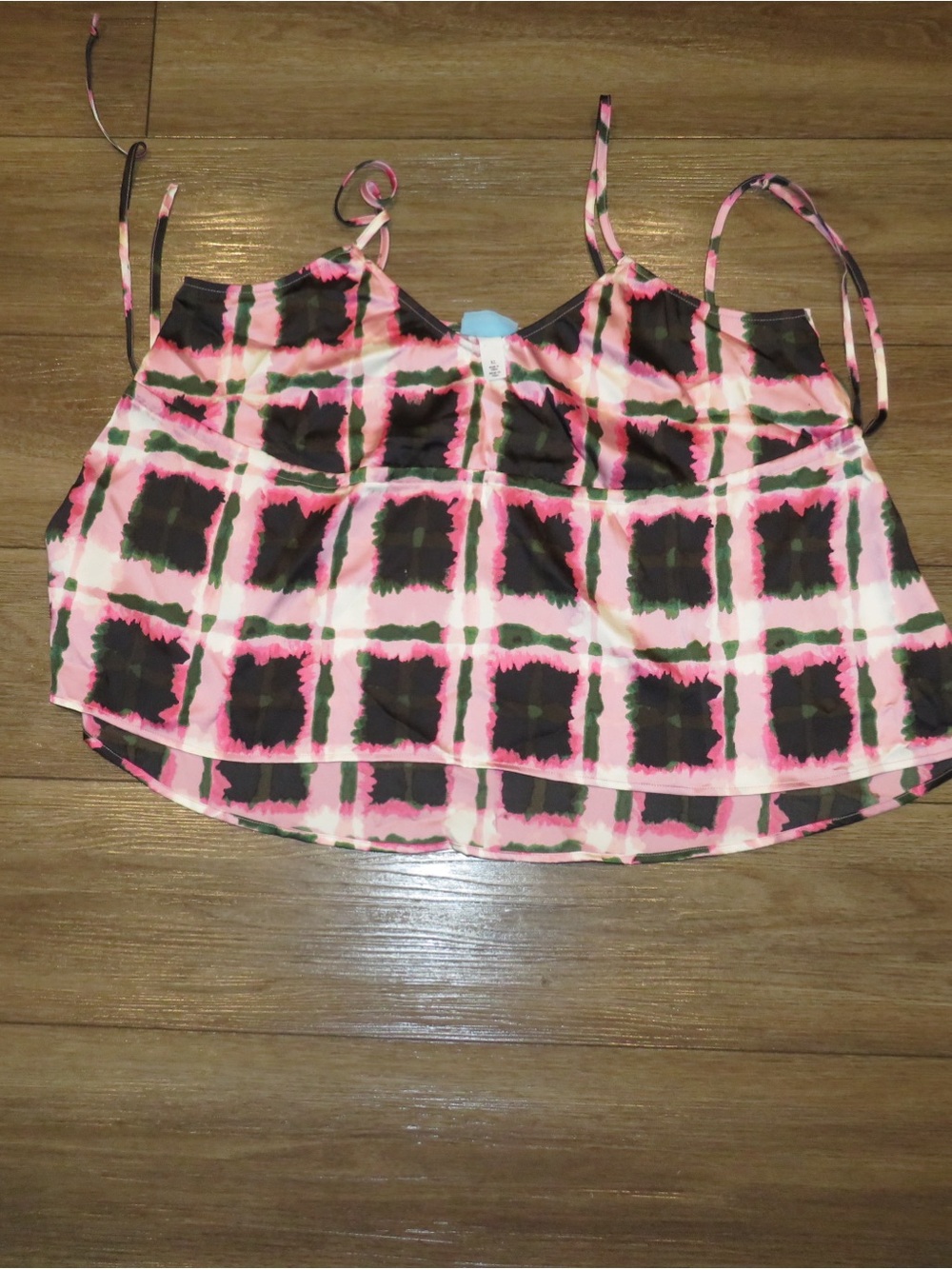 Women's Pink & Black Plaid-Style Spaghetti Strap Cami